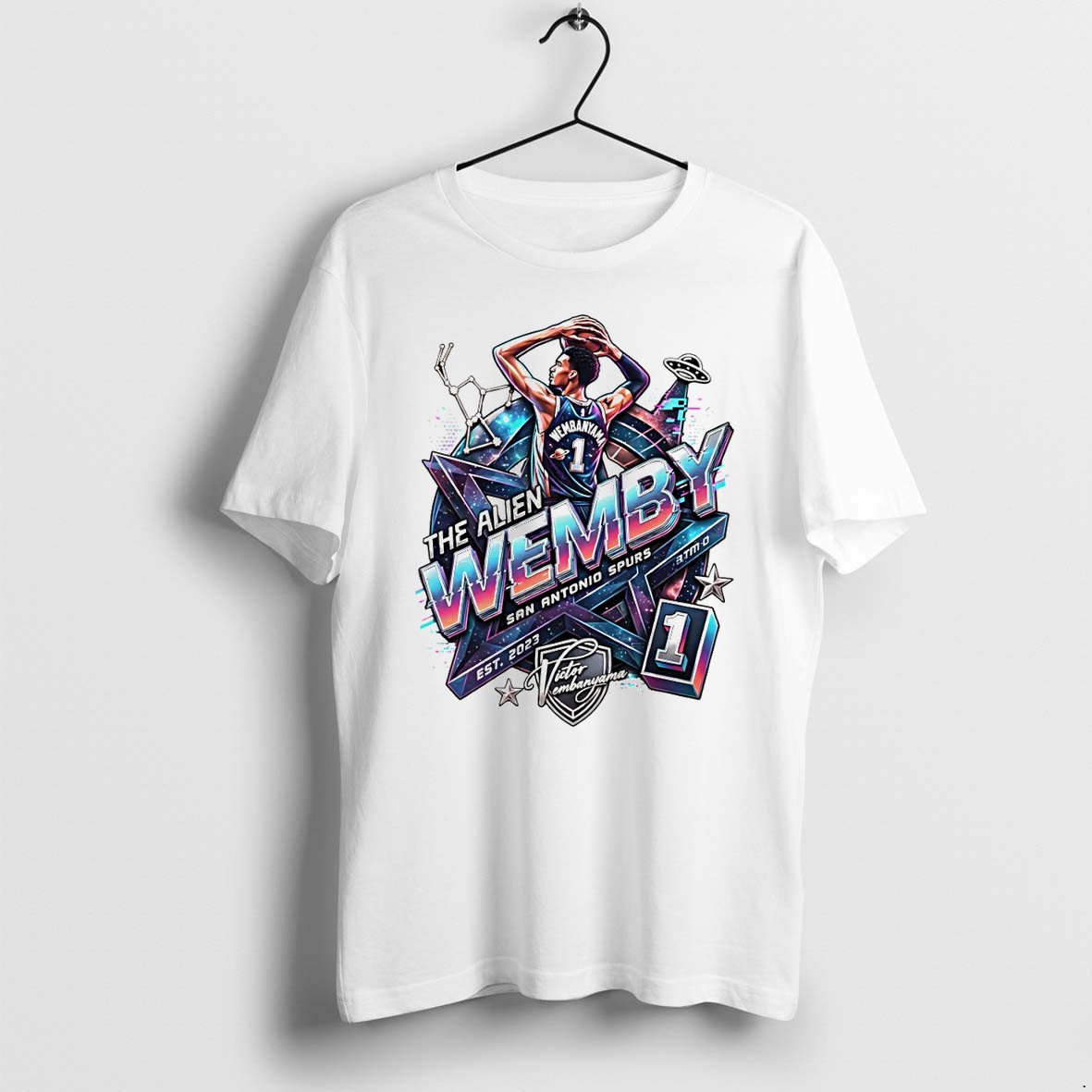 Original Victor Wembanyama The Alien Wemby San Antonio Spurs Basketball Player Ufo Tshirts