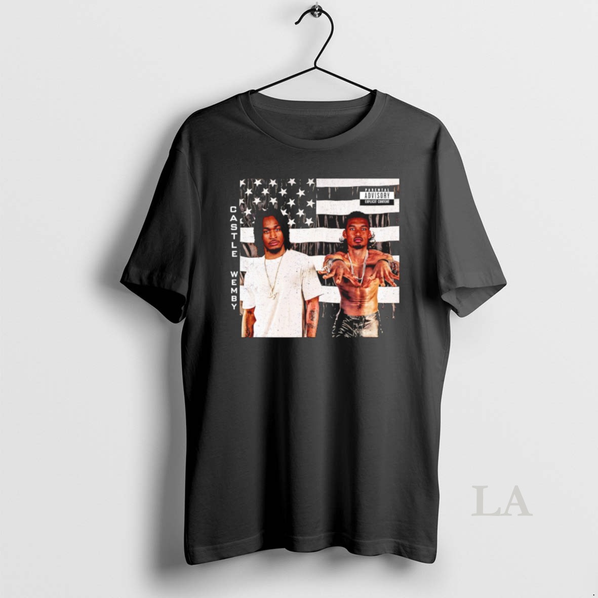 Original Victor Wembanyama And Stephon Castle San Antonio Spurs Basketball Usa Flag Parental Advisory Explicit Content Shirt
