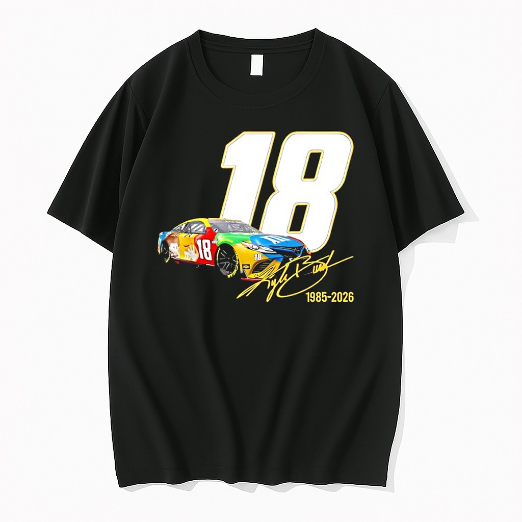 Original Vintage Kyle Busch 18 Tribute Nascar Legend Memorial Signature Sports Tshirts