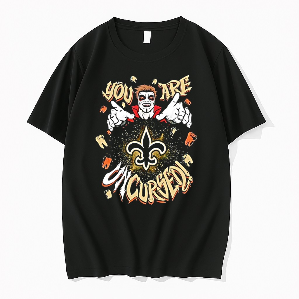 Original Wwe Drops Danhausen X New Orleans Saints You Are Uncursed Teeth Tshirts