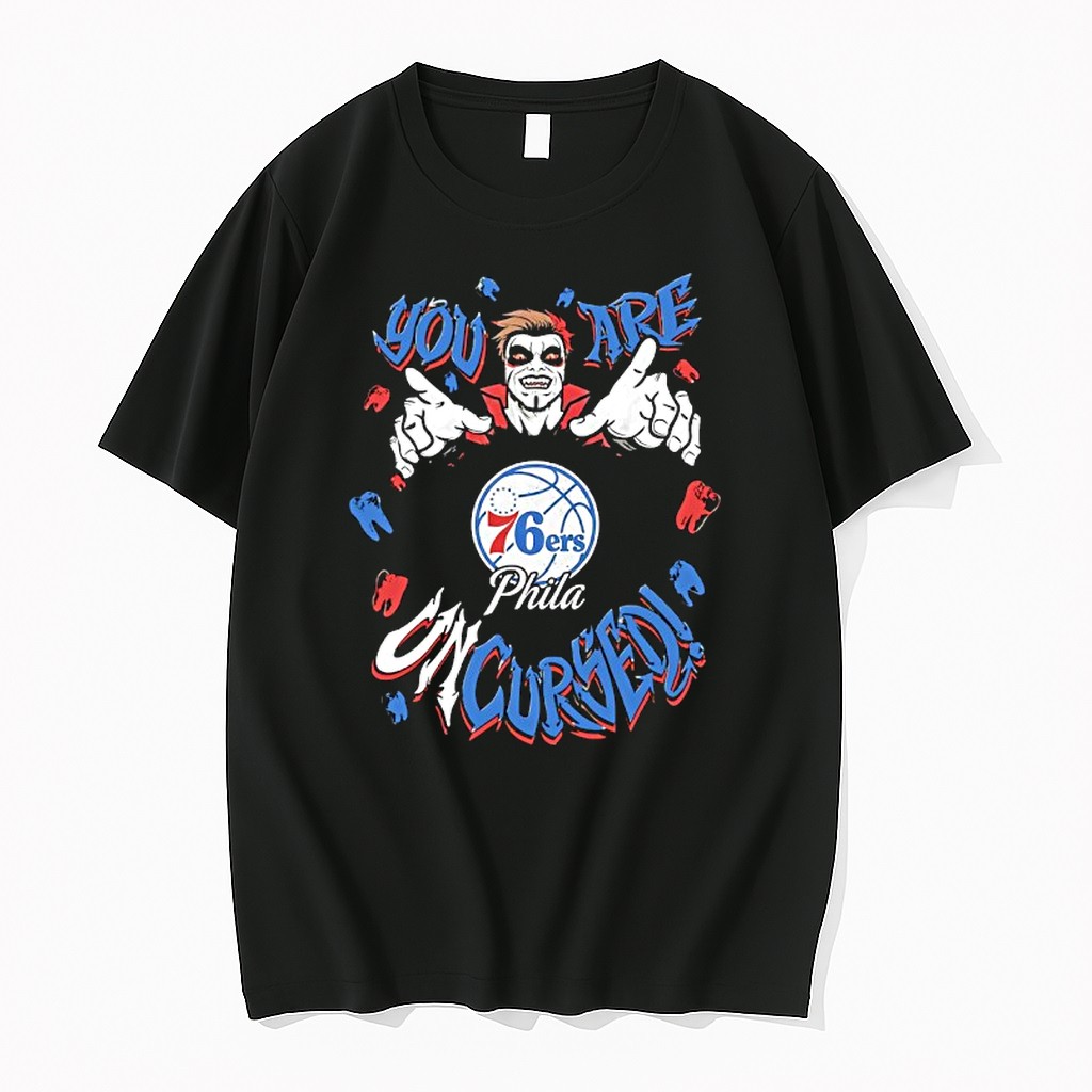 Original Wwe Drops Danhausen X Philadelphia 76ers You Are Uncursed Teeth Tshirts