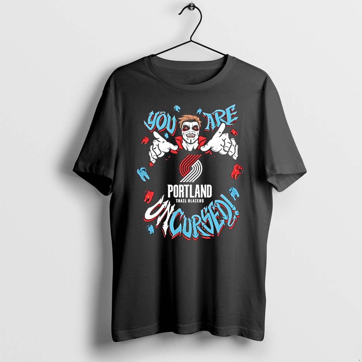 Original Wwe Drops Danhausen X Portland Trail Blazers You Are Uncursed Vampire Teeth Tshirts