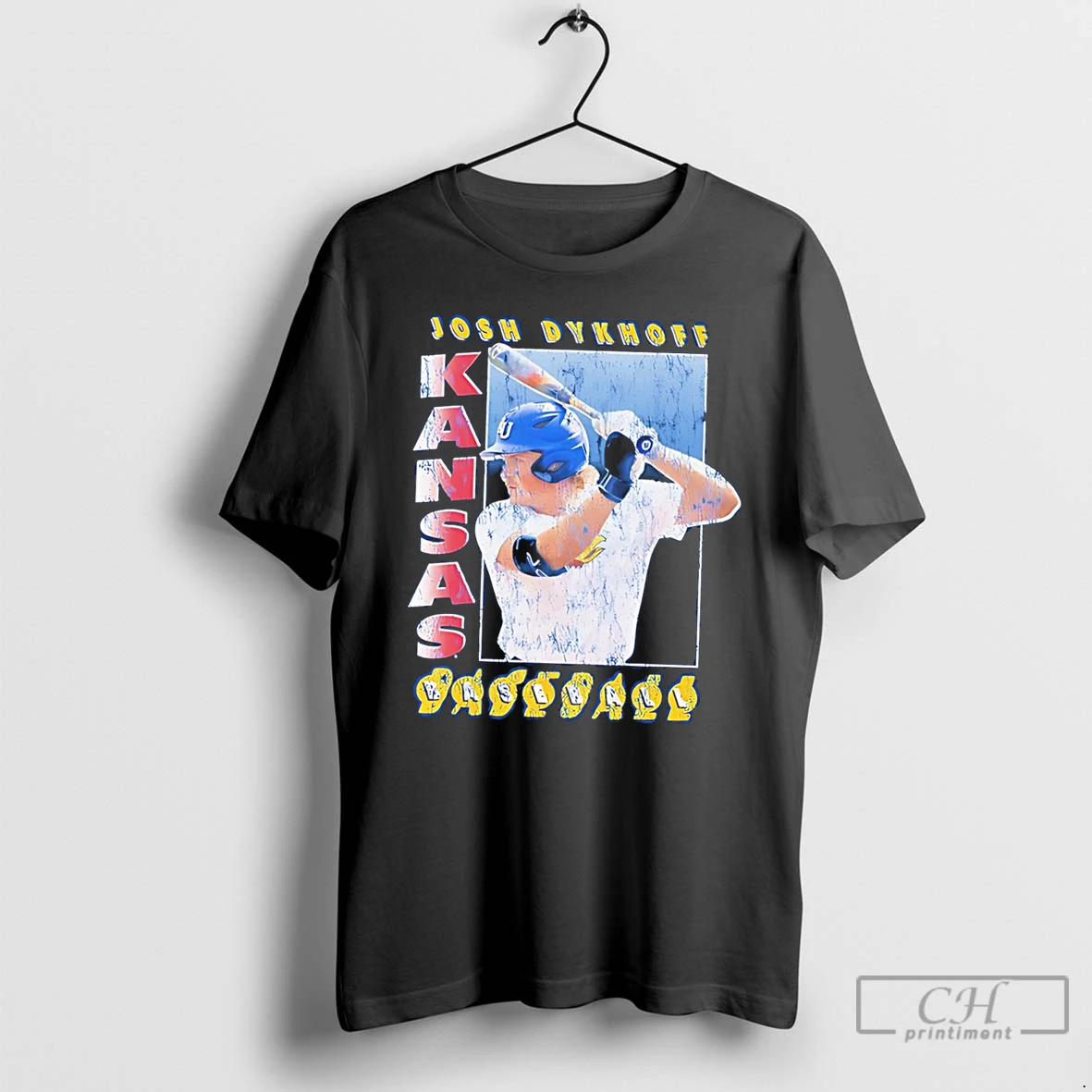 Premium Kansas Jayhawks Baseball Josh Dykhoff Illustration Tee T Shirts Sweater Hoodie