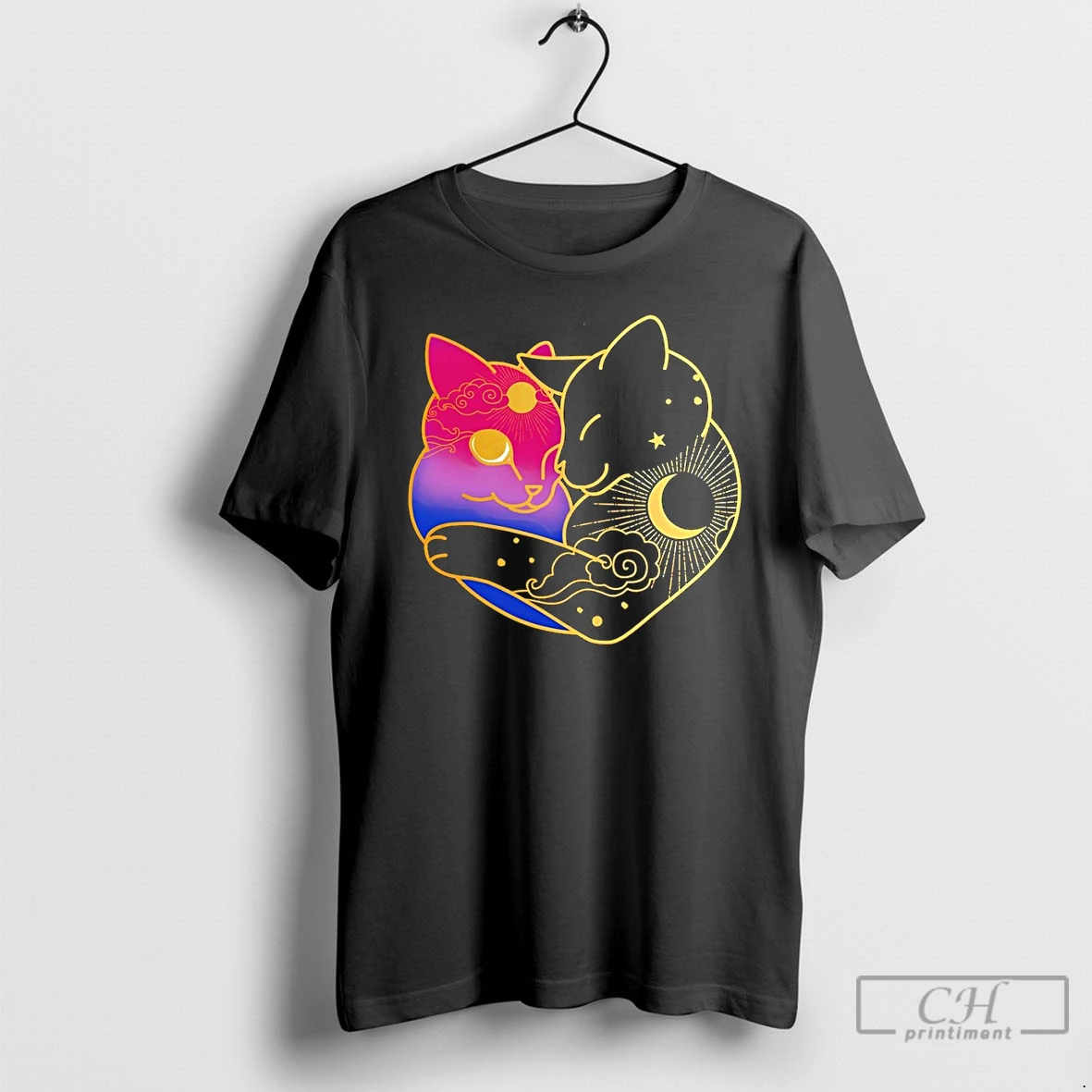 Premium Moon Heart Cat Bisexual Lgbt Pride Month T Shirts Sweater Hoodie