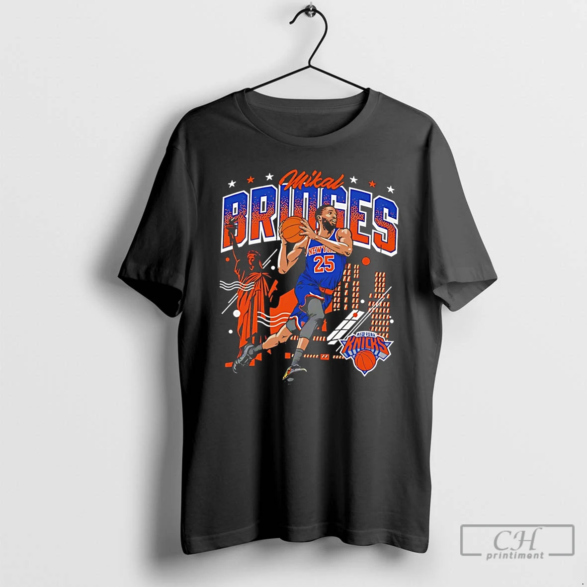Premium New York Knicks Mikal Bridges Illustration Tee T Shirts Sweater Hoodie