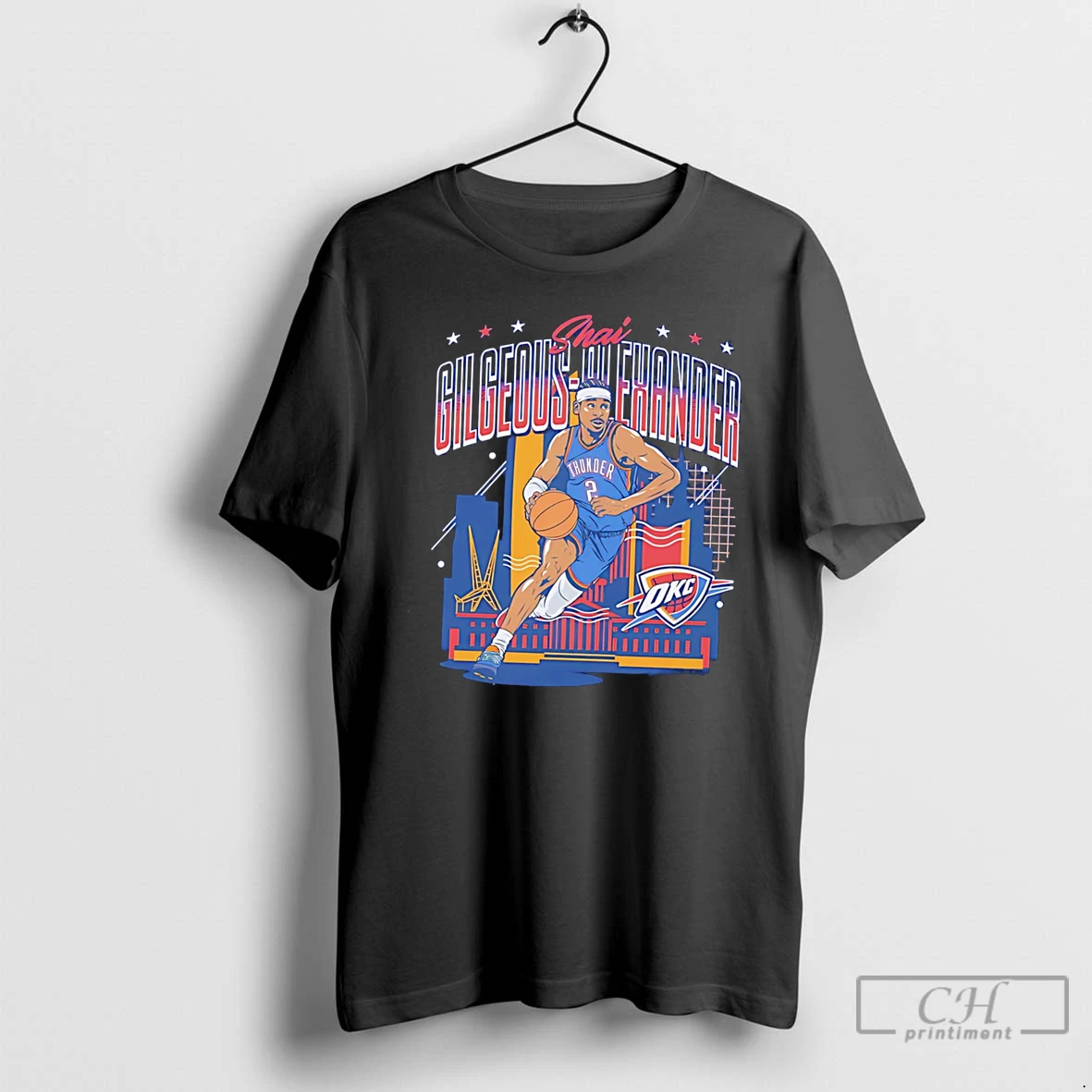Premium Oklahoma City Thunder Shai Gilgeous Alexander Illustration Tee T Shirts Sweater Hoodie