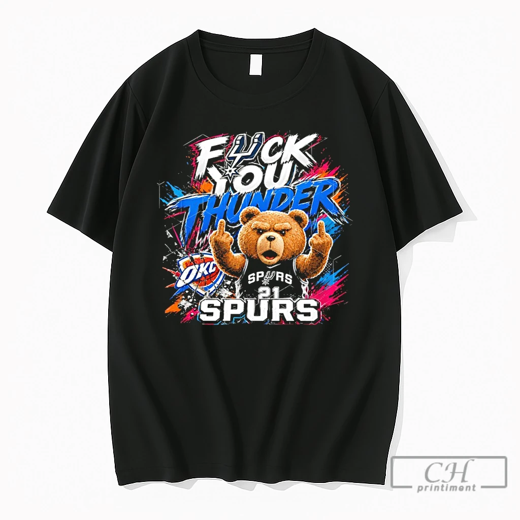 Premium Teddy Bear Middle Finger Spurs Vs Thunder Bear Western Conference Finals 2026 Playoffs T Shirts Sweater Hoodie