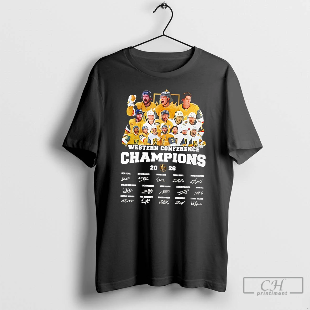 Premium Vegas Golden Knights Western Conference Champions 26 All Team Signatures Tee T Shirts Sweater Hoodie