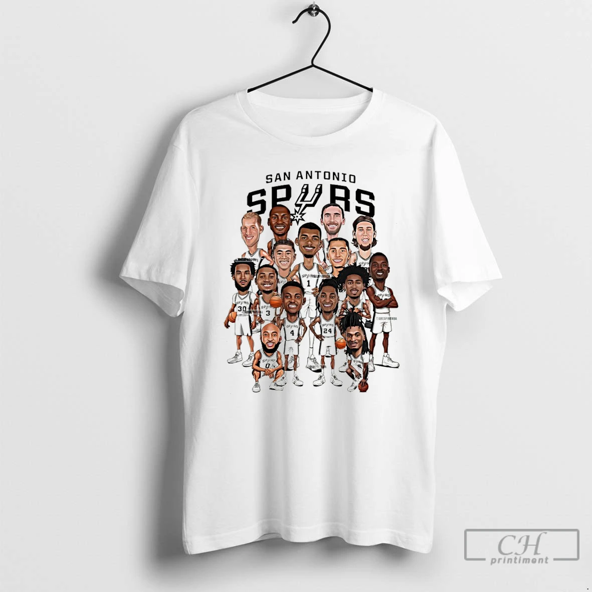 Premium Victor Wembanyama Jeremy Sochan Devin Vassell Keldon Johnson Caricature San Antonio Spurs Basketball 2026 T Shirts Sweater Hoodie