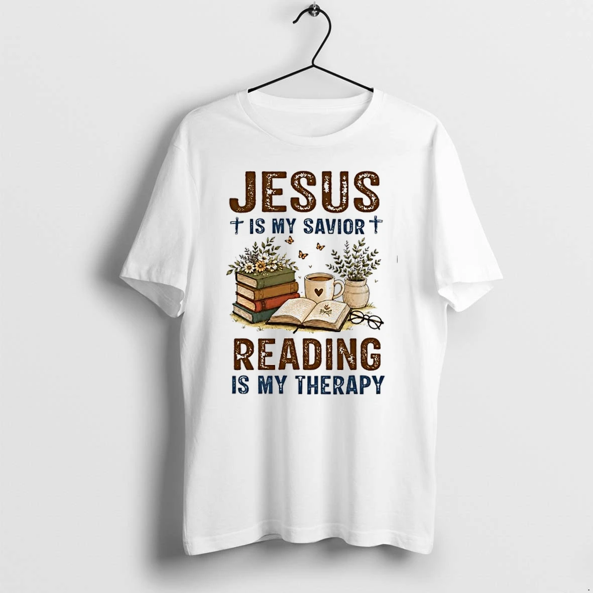 Jesus Is My Savior Book Reading Is My Therapy 0 Tshirts Sweater Hoodie