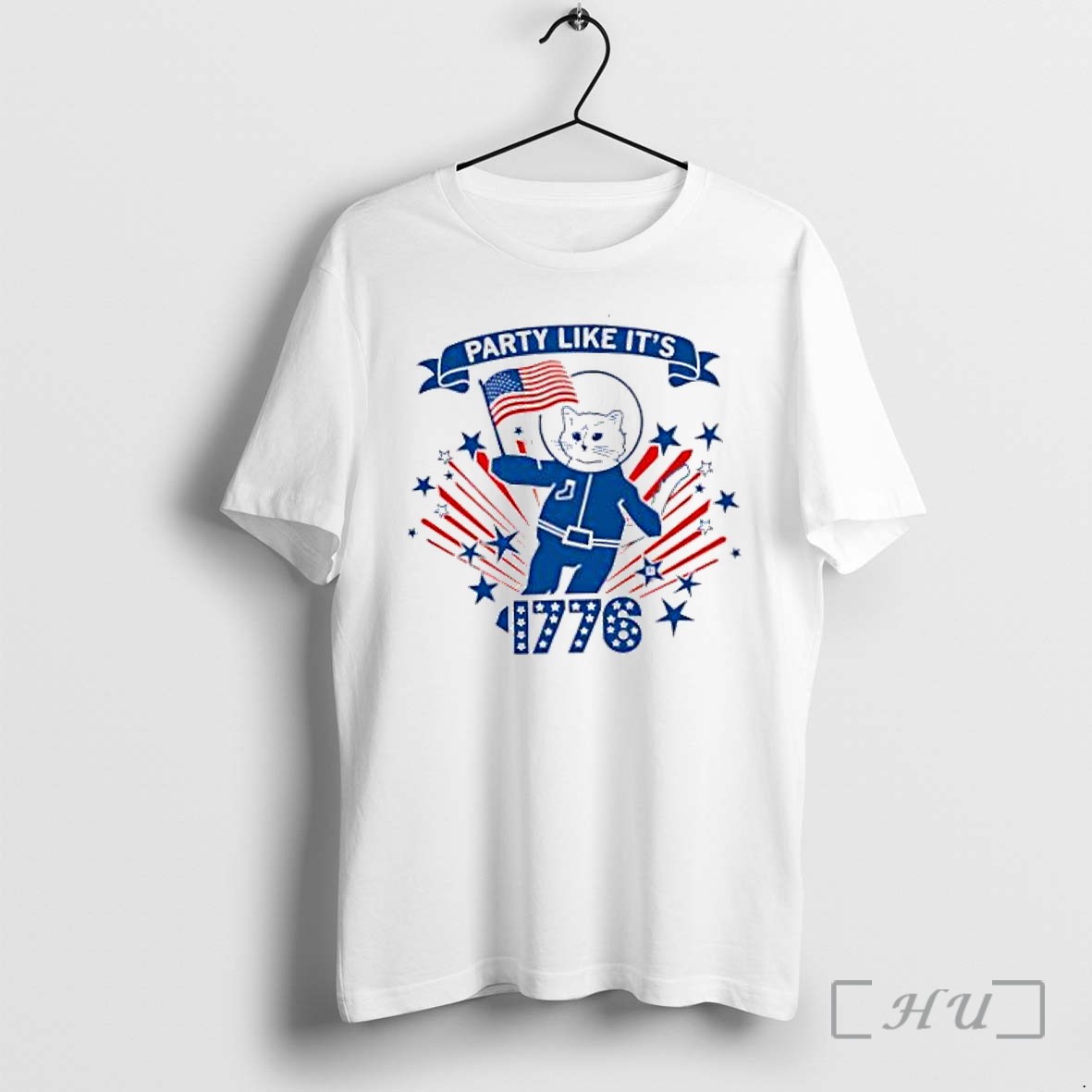Officials Astronaut Cat American Flag Party Like Its 1776 Fourth Of July Independence Day Premium T Shirts Sweater Hoodie