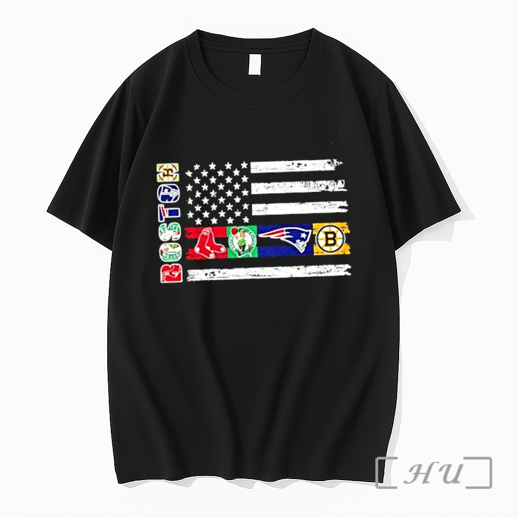 Officials Boston Sport Teams Bruins Patriots Red Sox Celtics Team Flag Usa Independence Day Premium T Shirts Sweater Hoodie