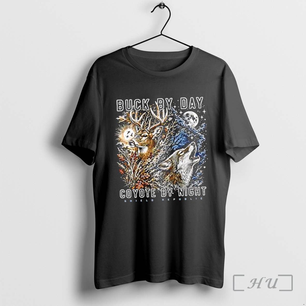 Officials Buck By Day Coyote By Night Shield Republic Nature Wildlife Hunting Premium T Shirts Sweater Hoodie