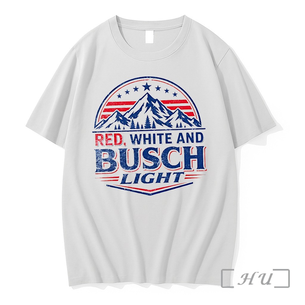 Officials Busch Light Beer Mountain Red White And Busch Light America 4th Of July Premium T Shirts Sweater Hoodie