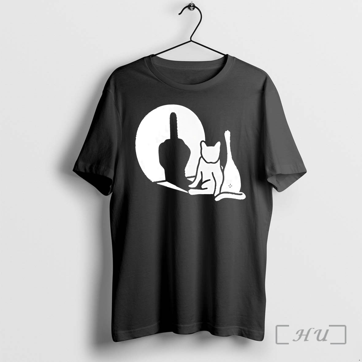 Officials Cat Raising Its Leg To Cast A Middle Finger Shadow Black Premium T Shirts Sweater Hoodie