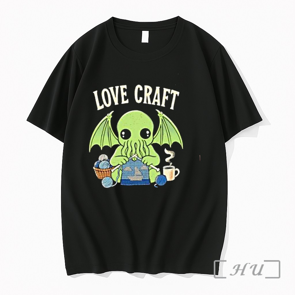 Officials Cthulhu Love Craft Knitting Cute Monster Creature With Sailboat Embroidery Premium T Shirts Sweater Hoodie