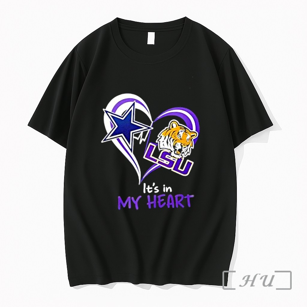 Officials Dallas Cowboys Nfl And Lsu Tigers Ncaa Its In My Heart Premium T Shirts Sweater Hoodie