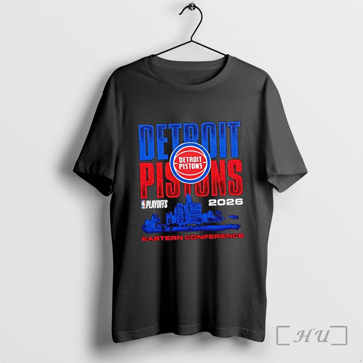 Officials Detroit Pistons 2026 Playoffs Eastern Conference Skyline Premium T Shirts Sweater Hoodie