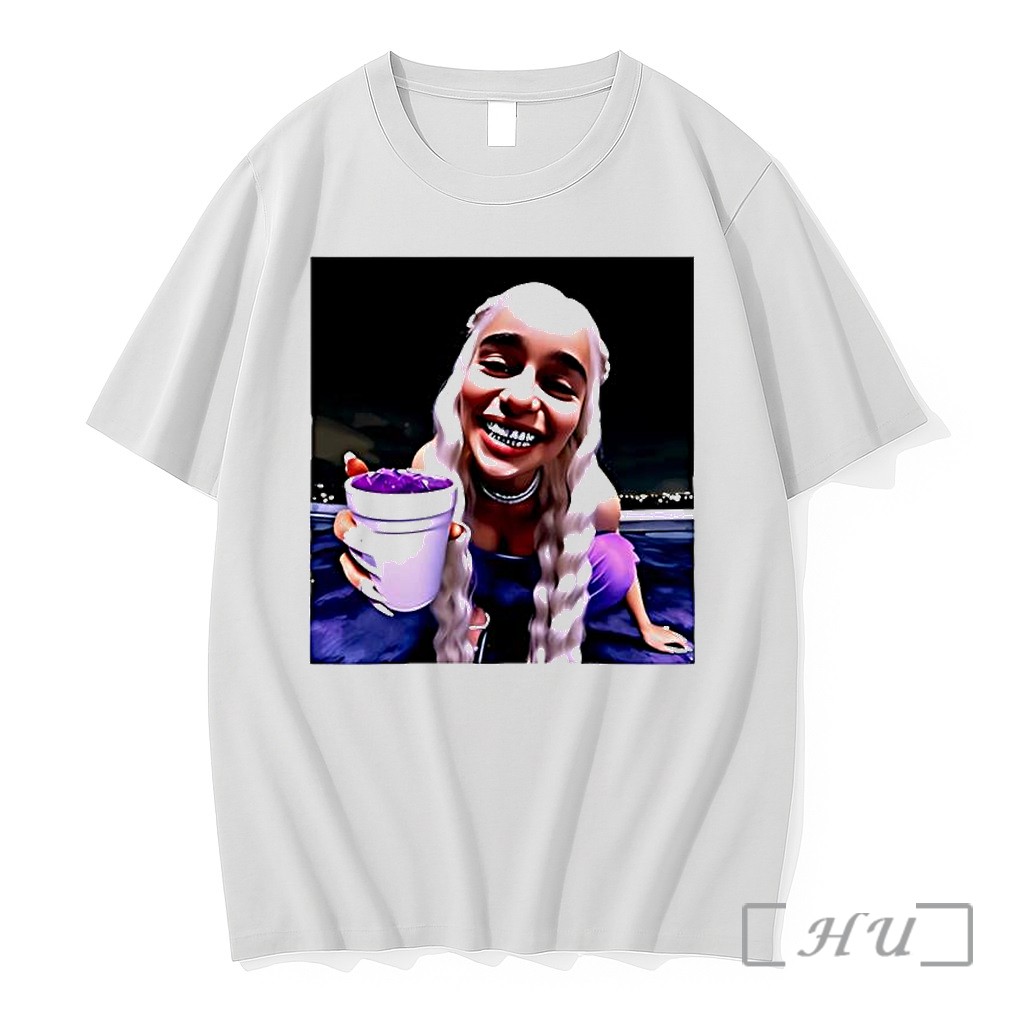 Officials Emilia Clarke Daenerys Targaryen Trap Queen Grillz Purple Drink Meme Premium T Shirts Sweater Hoodie