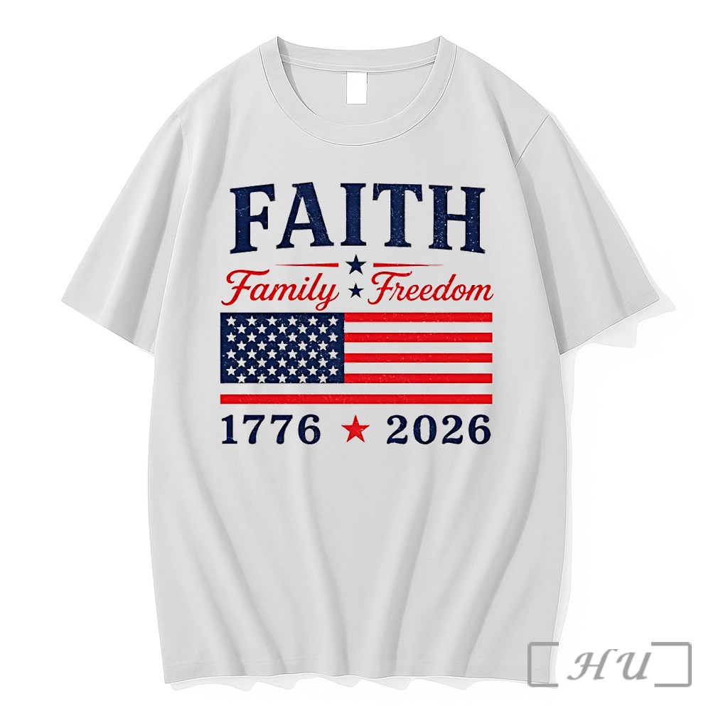 Officials Faith Family Freedom Preppy 4th Of July America 1776 2026 Premium T Shirts Sweater Hoodie