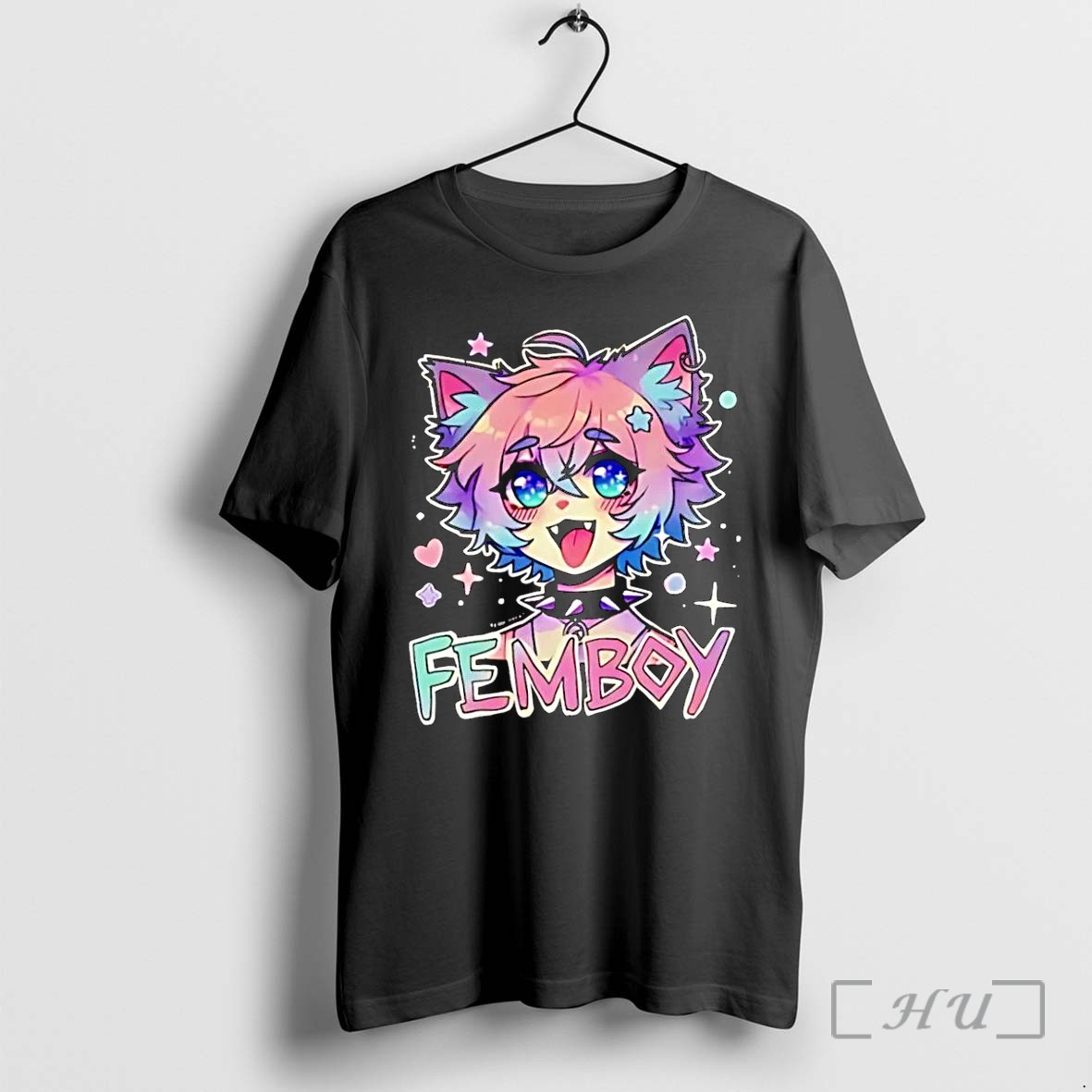 Officials Femboy Catboy Nekomimi Anime Manga Kawaii Cute Pastel Sparkling Spiked Collar Femboy Black Premium T Shirts Sweater Hoodie