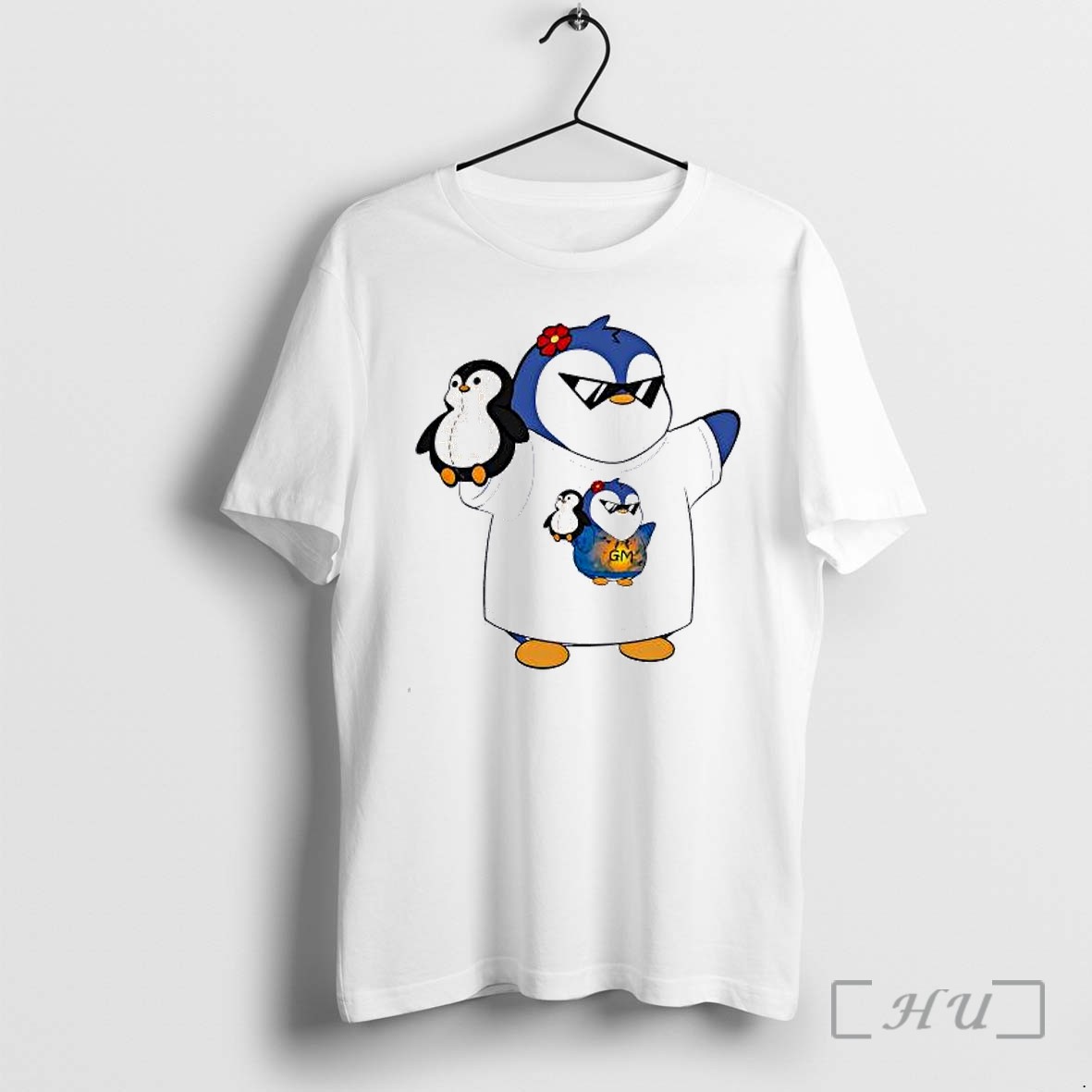 Officials Gm Penguin With Sunglasses Flower Holding A Plush Penguin Smaller Gm Penguin Gm Premium T Shirts Sweater Hoodie