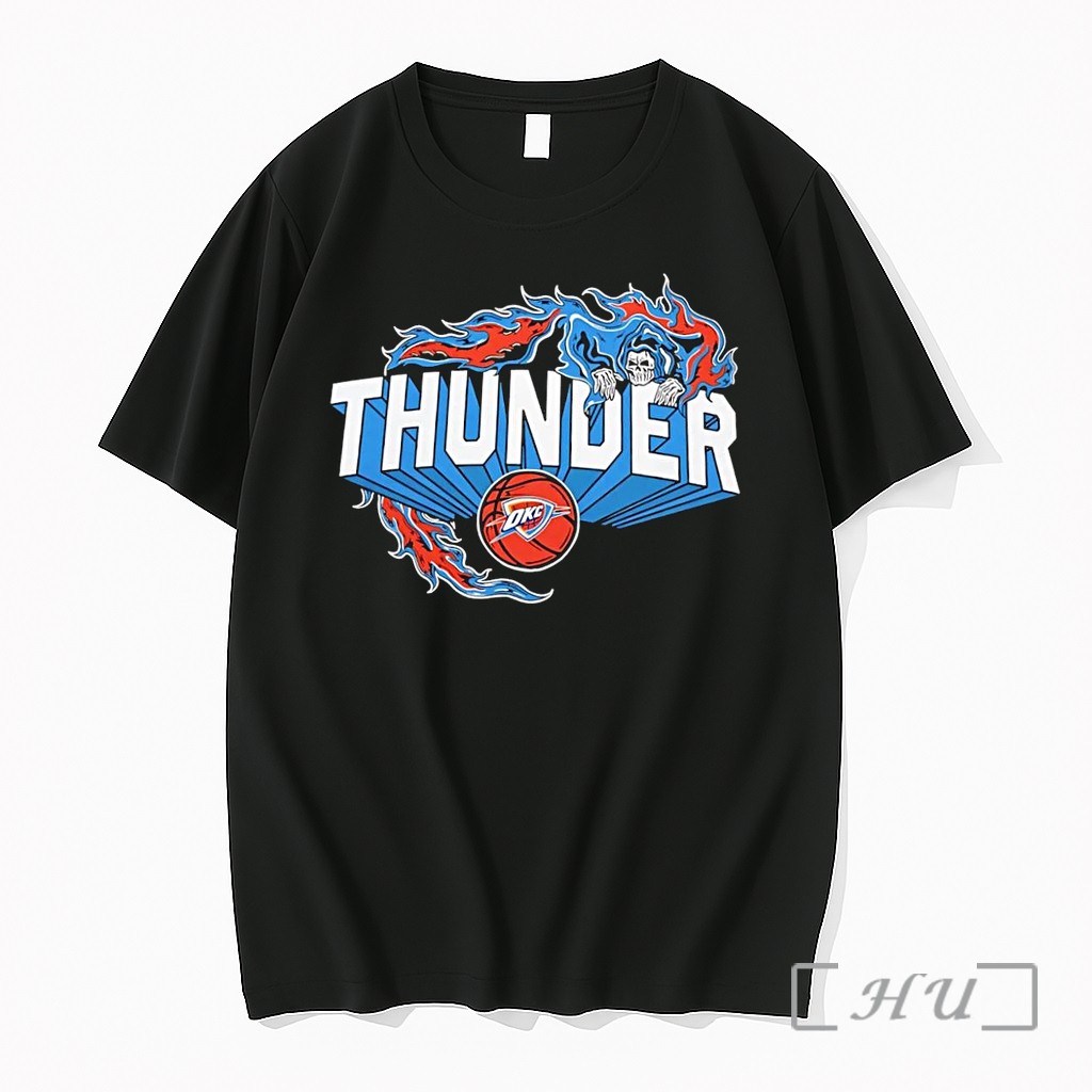 Officials Grim Reaper Flames Oklahoma City Thunder Nba Basketball Thunder Oklahoma City Thunder Black Premium T Shirts Sweater Hoodie