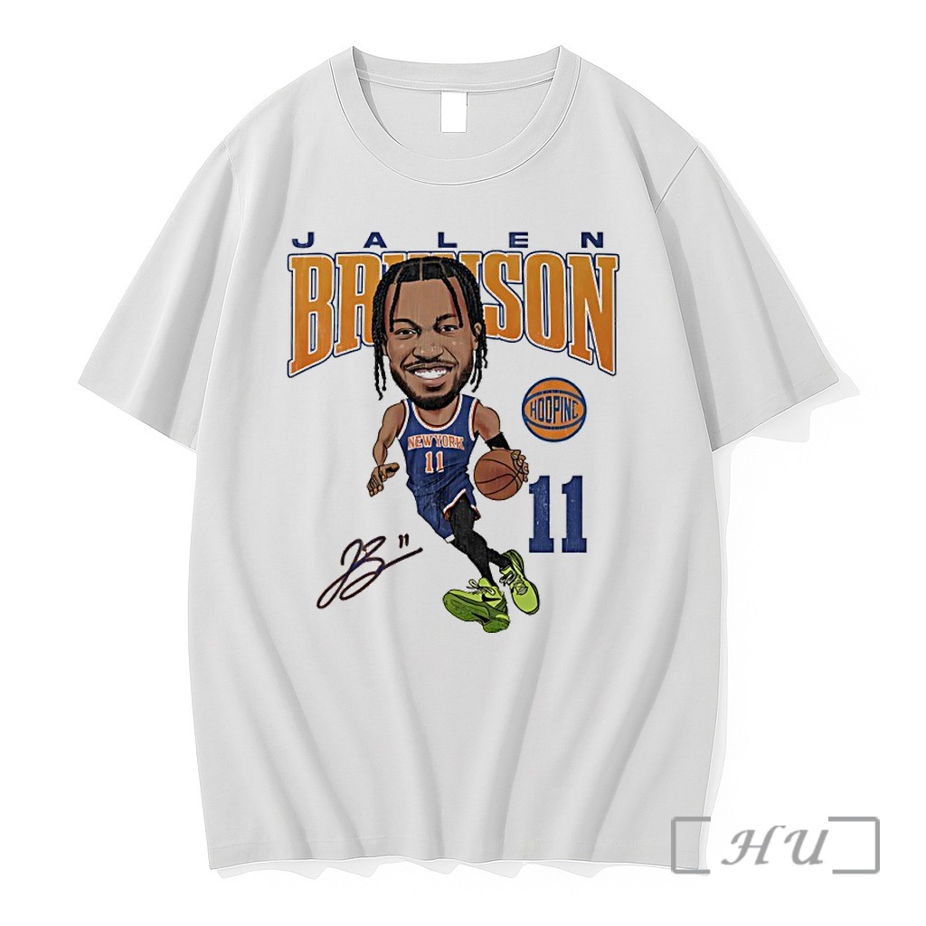 Officials Jalen Brunson 11 New York Knicks Signature Caricature Comic Premium T Shirts Sweater Hoodie