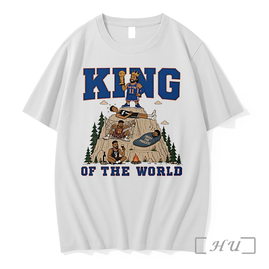 Officials Jalen Brunson Holds Trophy King Of The World New York Knicks Finals Victory Nba 2026 Premium T Shirts Sweater Hoodie