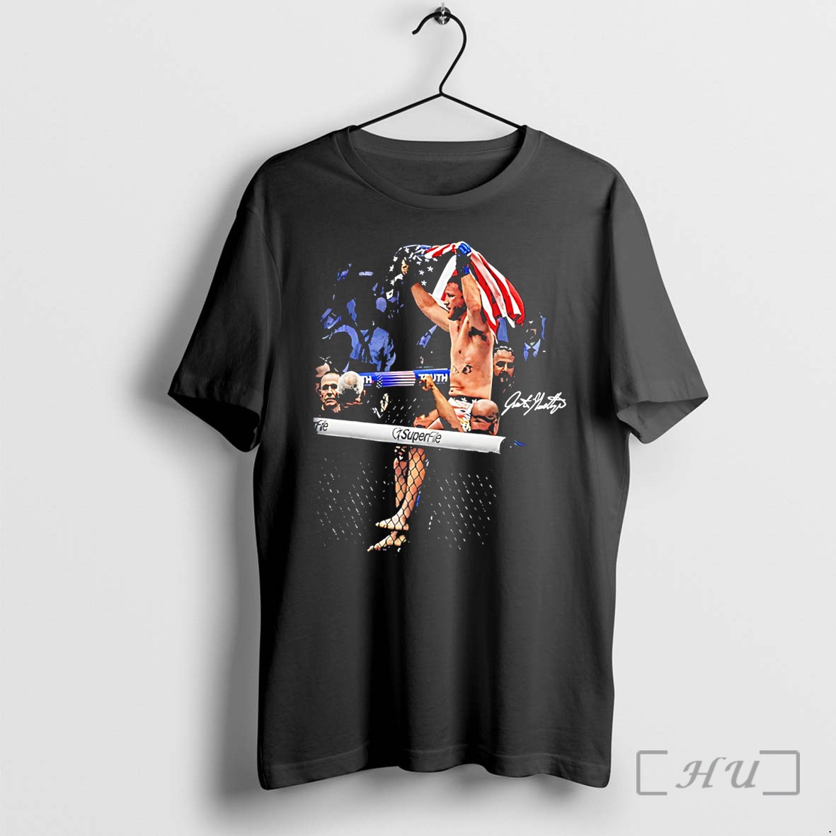 Officials Justin Gaethje Holding American Flag Signature Vintage Tee Premium T Shirts Sweater Hoodie