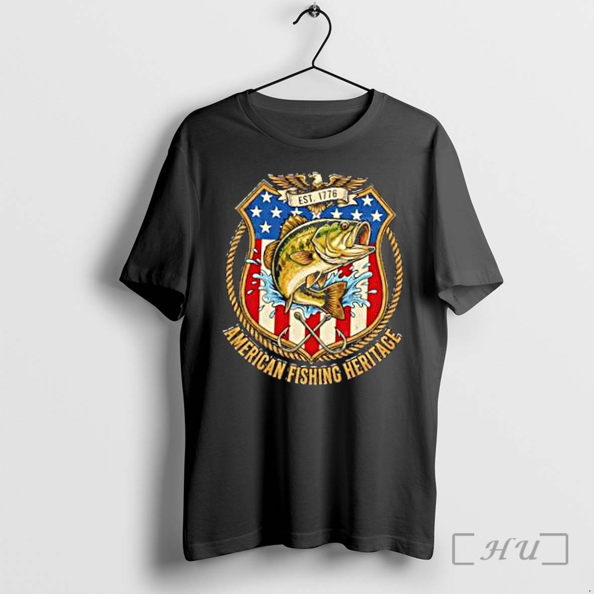 Officials Largemouth Bass American Fishing Heritage Est 1776 Shield Emblem Premium T Shirts Sweater Hoodie