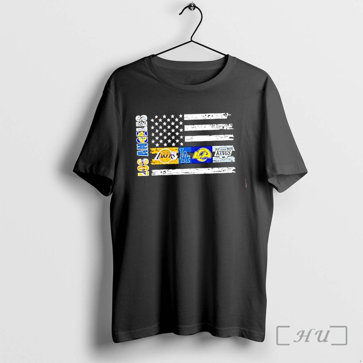 Officials Los Angeles Sport Teams Lakers Dodgers Rams Kings American Flag Premium T Shirts Sweater Hoodie