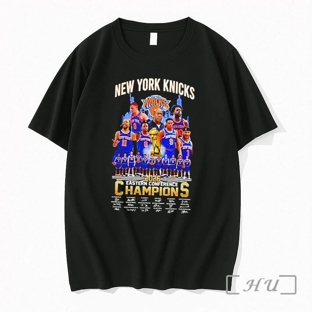 Officials New York Knicks 2026 Eastern Conference Champions Signatures Tee Premium T Shirts Sweater Hoodie