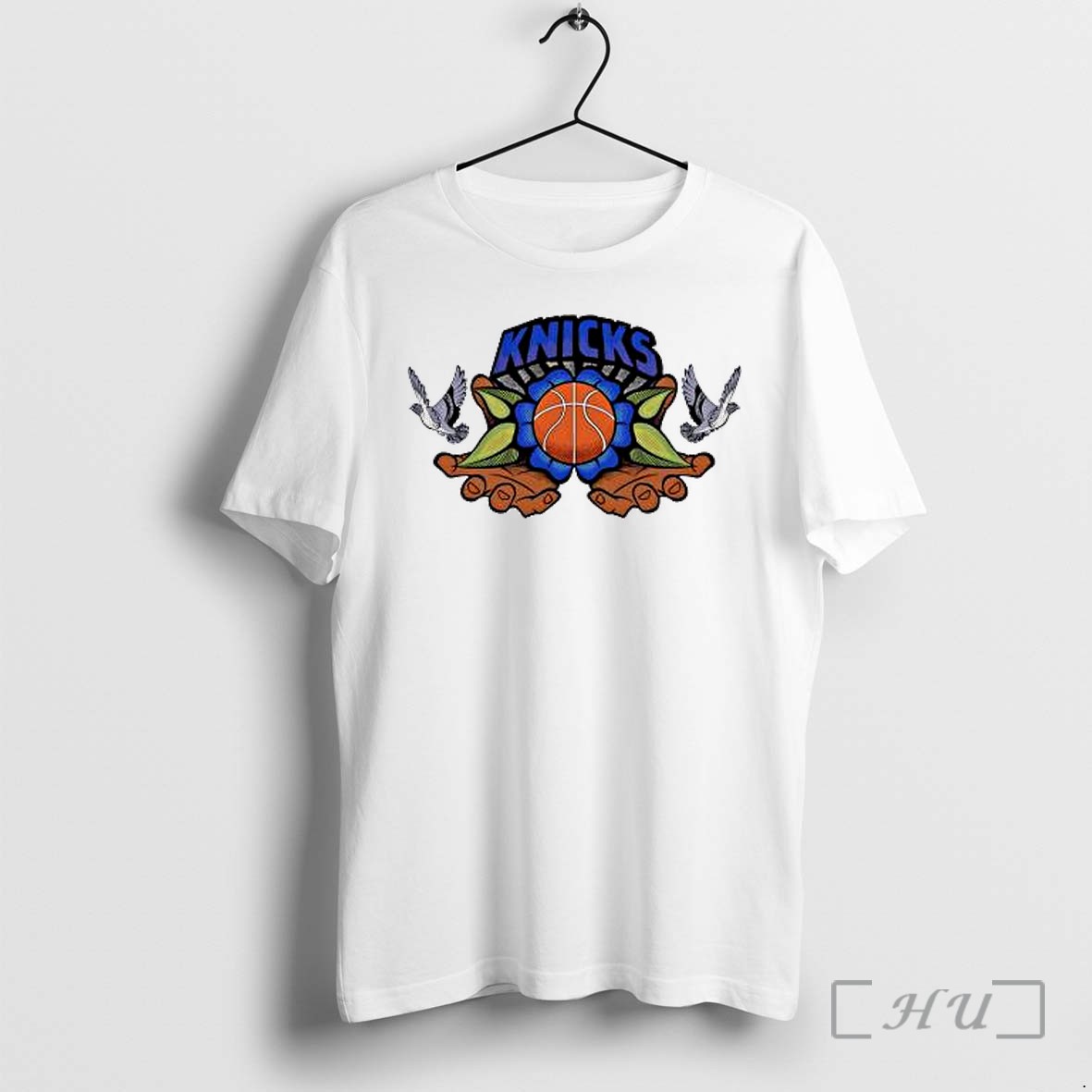 Officials New York Knicks Basketball Flower Hands Pigeons And The Knicks Logo Premium T Shirts Sweater Hoodie