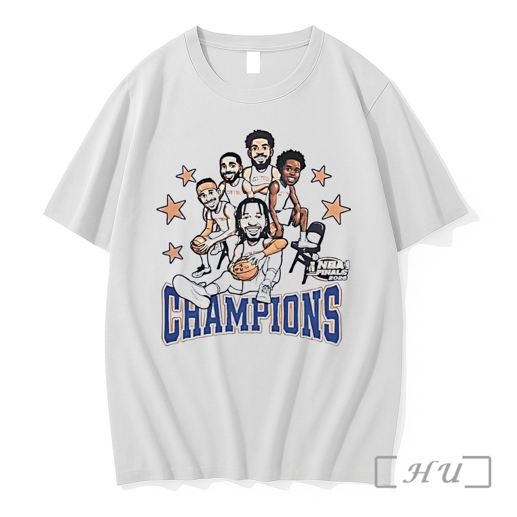 Officials New York Knicks Champions 2026 Nba Finals Cartoon Players White Premium T Shirts Sweater Hoodie