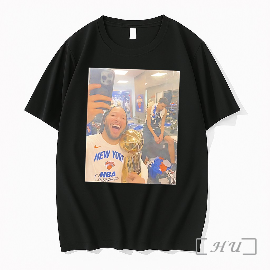 Officials New York Knicks Jalen Brunson Celebrating Championship Win Funny Selfie Tee Premium T Shirts Sweater Hoodie