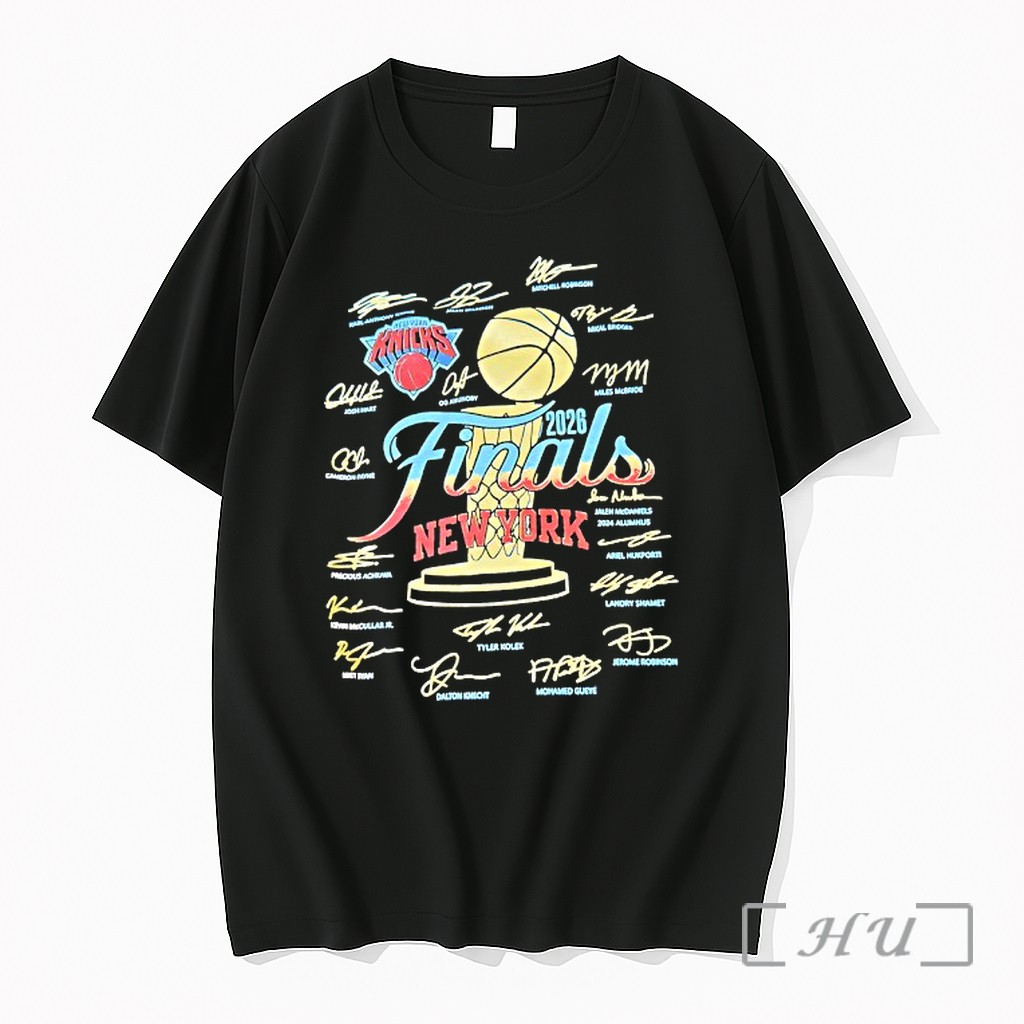 Officials New York Knicks Nba Finals 2026 Trophy Team Signature Premium T Shirts Sweater Hoodie