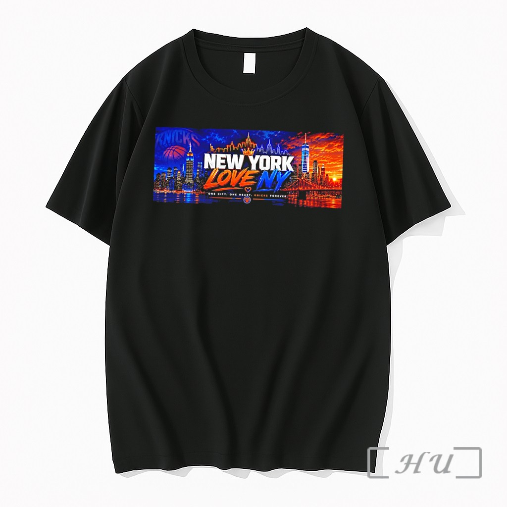 Officials New York Knicks New York Love Ny One City One Heart Knicks Forever City Landscape Tee Premium T Shirts Sweater Hoodie