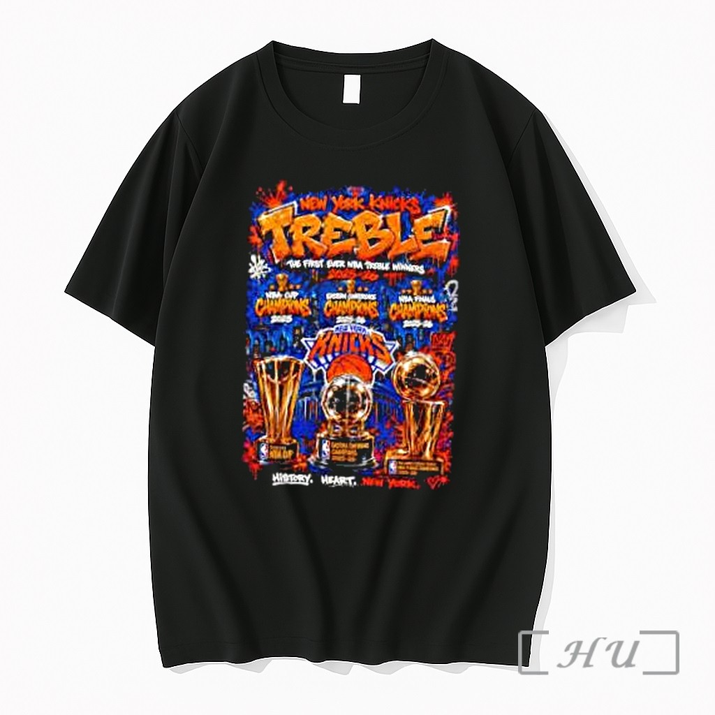 Officials New York Knicks Treble 2025 2026 Champions The First Ever Nba Treble Winners Premium T Shirts Sweater Hoodie