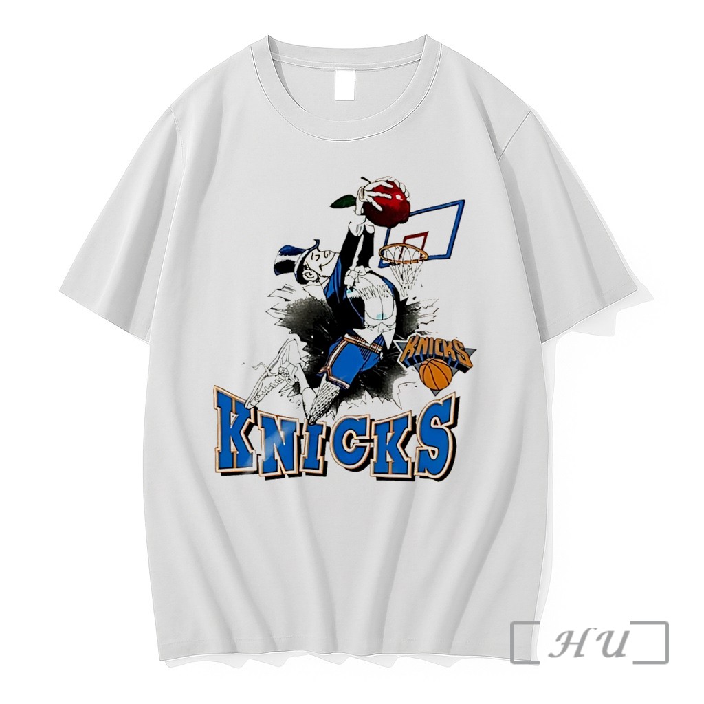 Officials New York Knicks Mascot Dunking Red Apple Graphic Tee Premium T Shirts Sweater Hoodie