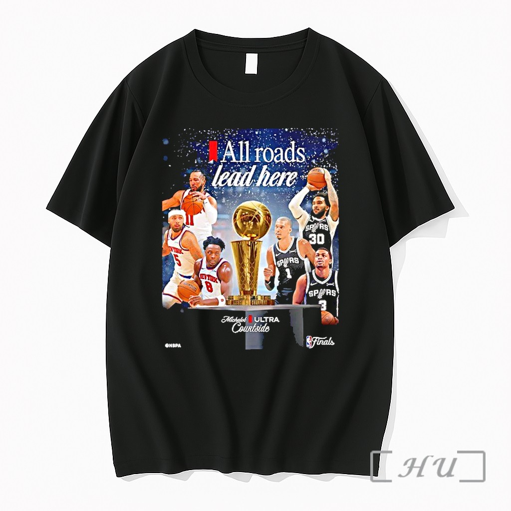 Officials New York Knicks Vs San Antonio Spurs All Roads Lead Here Trophy Premium T Shirts Sweater Hoodie