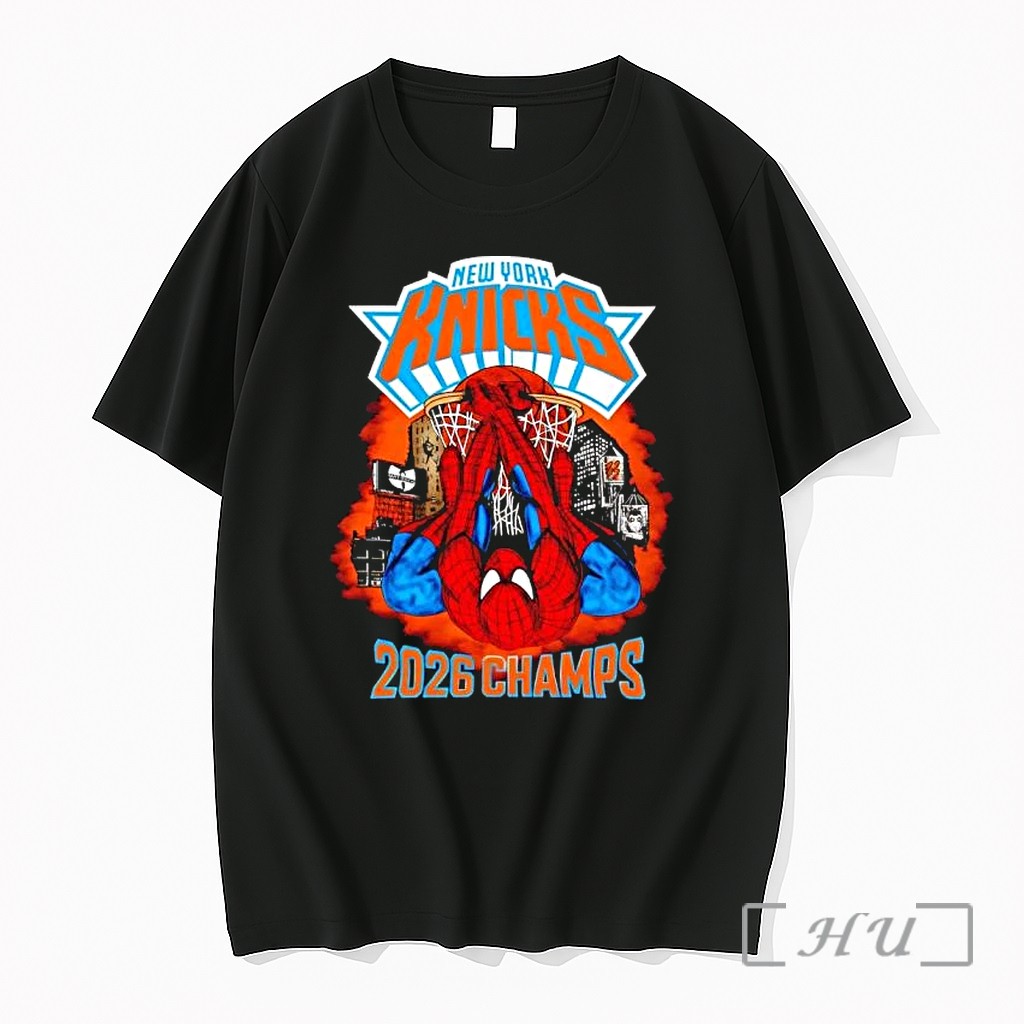 Officials New York Knicks X Spider Man Marvel 2026 Champs Premium T Shirts Sweater Hoodie