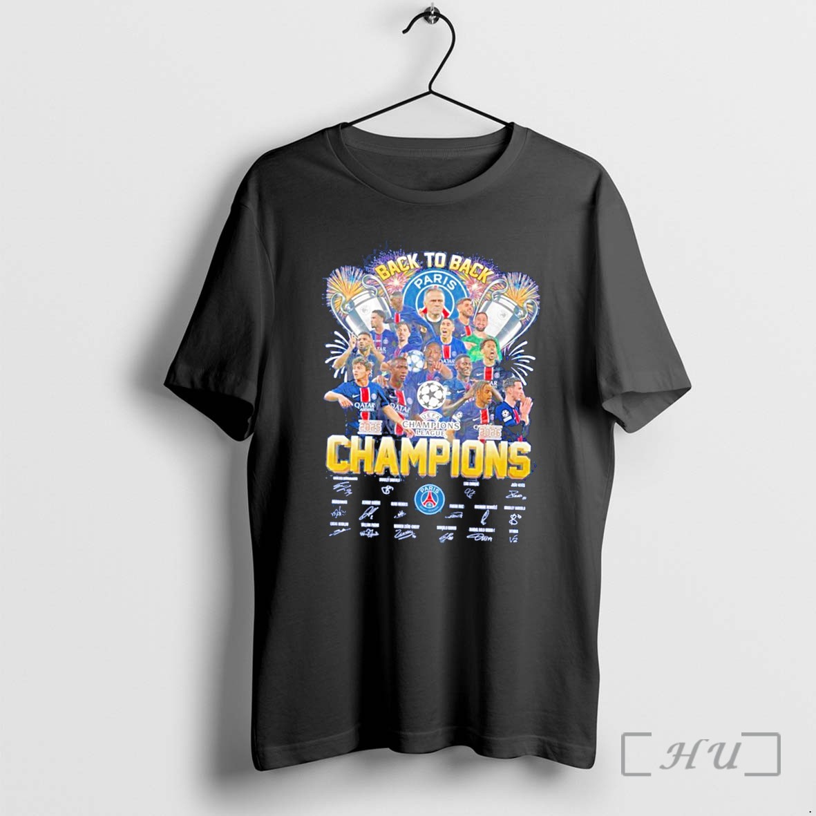 Officials Paris Saint Germain Back To Back Uefa League Champions 2026 Signatures Tee Premium T Shirts Sweater Hoodie