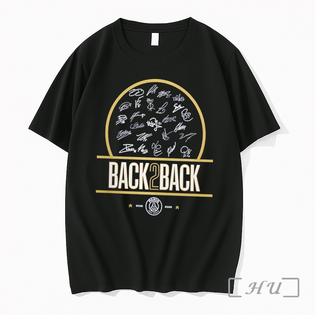 Officials Paris Saint Germain Back To Back Stars 2026 Signatures Tee Premium T Shirts Sweater Hoodie