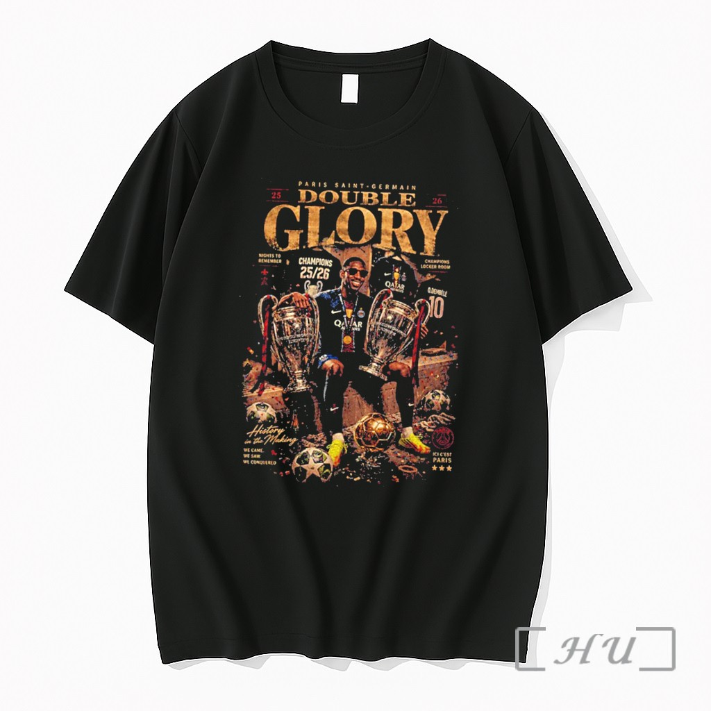 Officials Paris Saint Germain Double Glory Champions League Champions 2025 26 Tee Premium T Shirts Sweater Hoodie