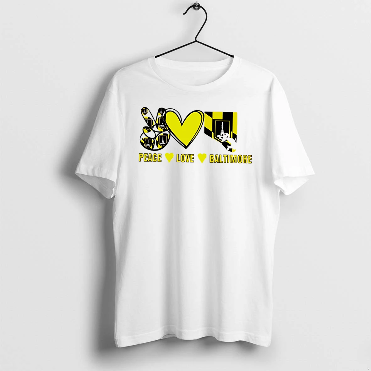 Officials Peace Love Baltimore Maryland Flag Charm City Tee Premium T Shirt Sweatshirt Hoodie