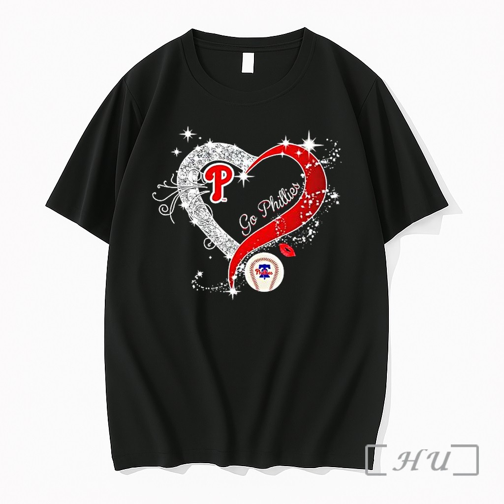 Officials Philadelphia Phillies Go Phillies Heart Diamond Logo Premium T Shirts Sweater Hoodie