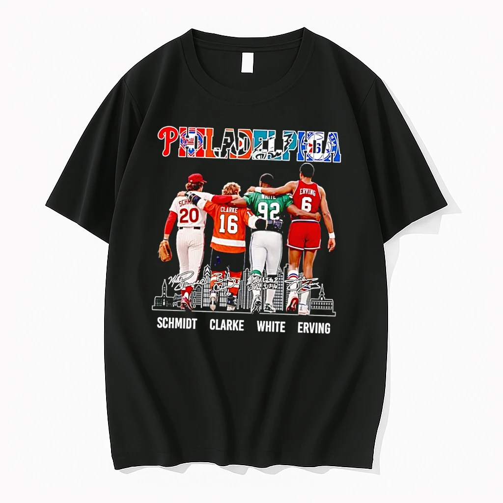 Officials Philadelphia Team Logos Sports Legends Schmidt Clarke White Erving Black Premium T Shirt Sweatshirt Hoodie