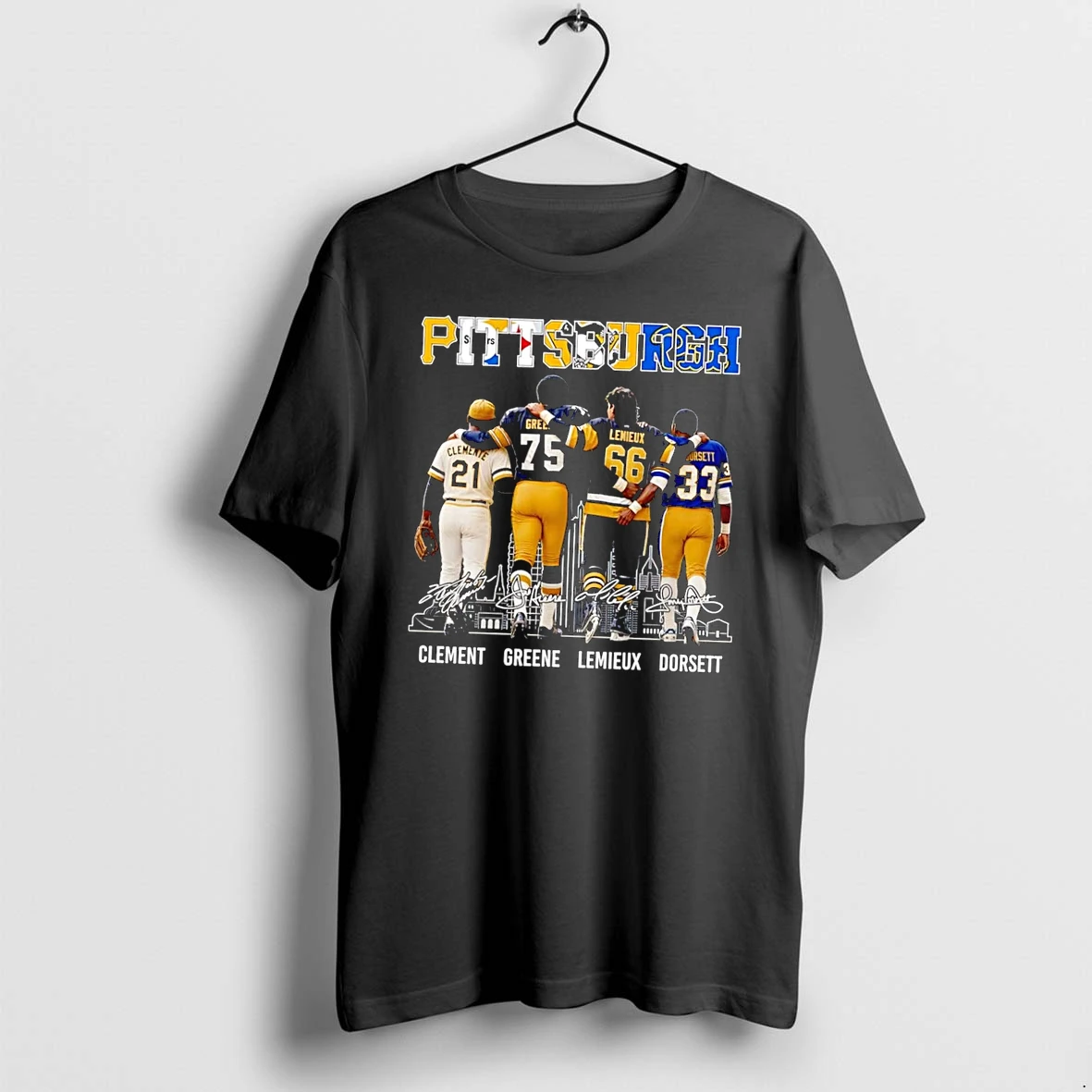 Officials Pittsburgh Sports Legends Clemente Greene Lemieux Dorsett Steelers Pirates Penguins Panthers Black Premium T Shirt Sweatshirt Hoodie
