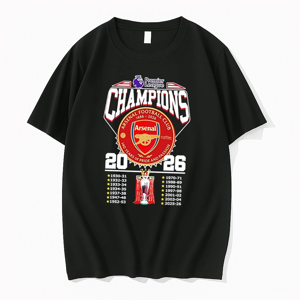 Officials Premier League Champions Arsenal Football Club 1886 2026 140 Years Of Pride And Passion Tee Premium T Shirt Sweatshirt Hoodie